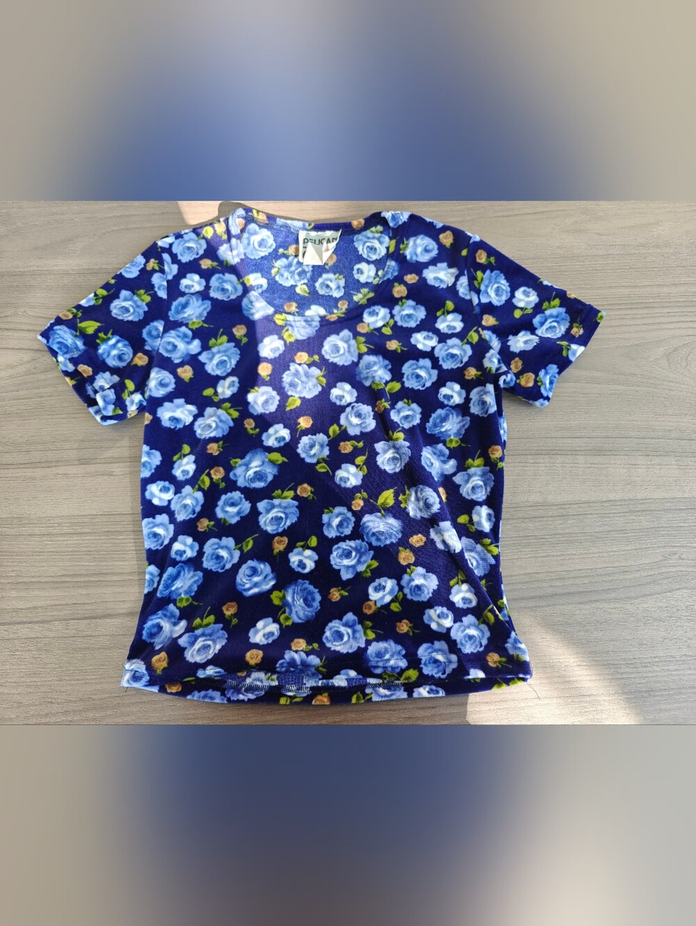 Vintage Velvet Navy Floral Short Sleeve Top